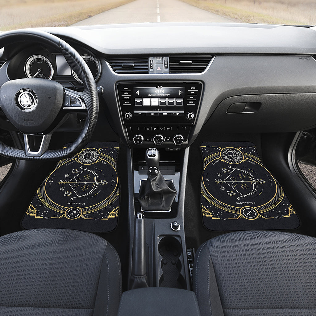 Vintage Sagittarius Zodiac Sign Print Front and Back Car Floor Mats