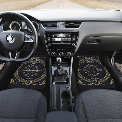 Vintage Sagittarius Zodiac Sign Print Front and Back Car Floor Mats