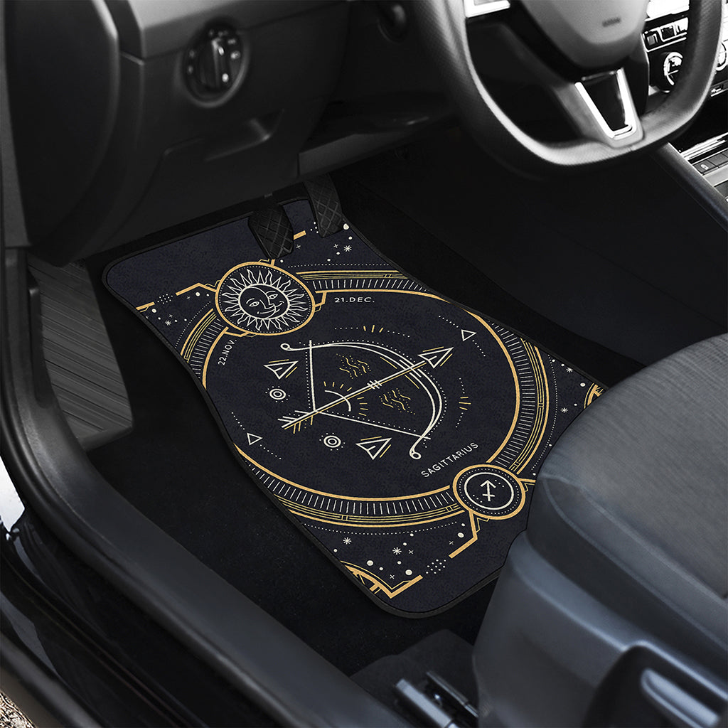 Vintage Sagittarius Zodiac Sign Print Front and Back Car Floor Mats