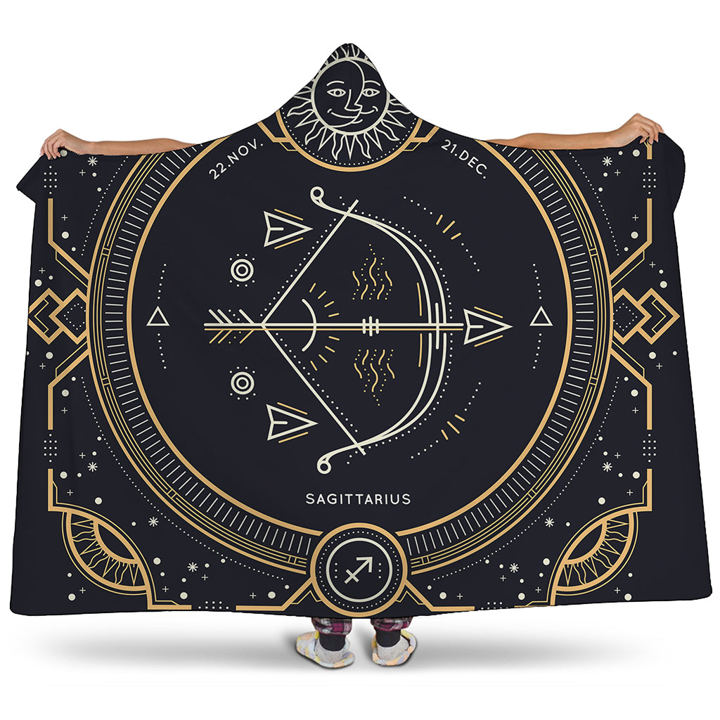 Vintage Sagittarius Zodiac Sign Print Hooded Blanket