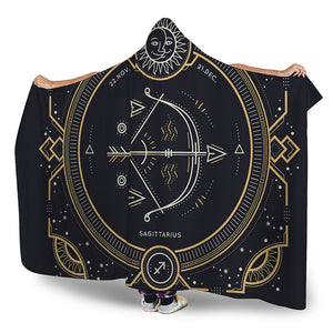 Vintage Sagittarius Zodiac Sign Print Hooded Blanket