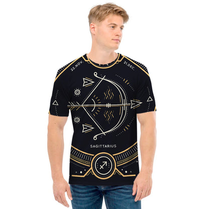 Vintage Sagittarius Zodiac Sign Print Men's T-Shirt