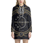 Vintage Sagittarius Zodiac Sign Print Pullover Hoodie Dress