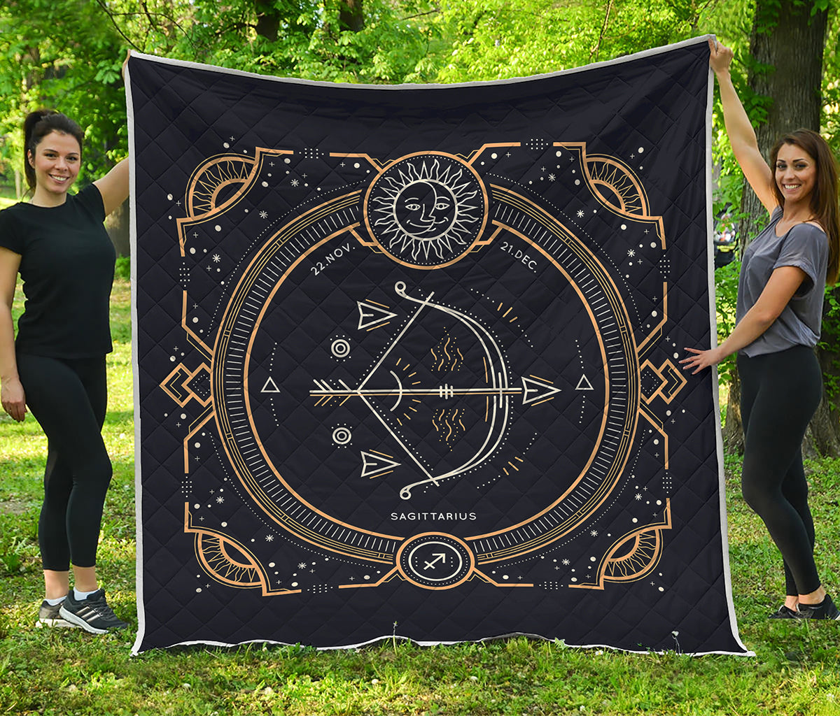 Vintage Sagittarius Zodiac Sign Print Quilt
