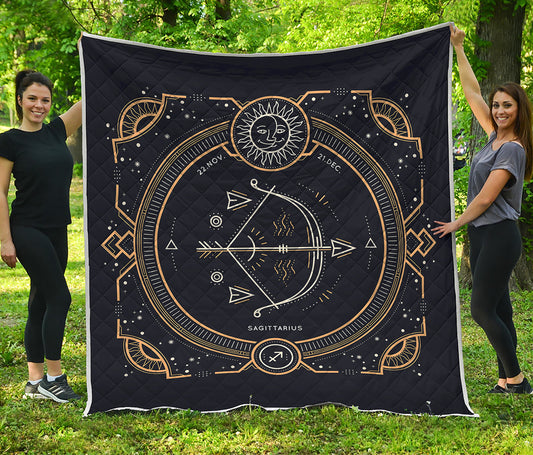 Vintage Sagittarius Zodiac Sign Print Quilt