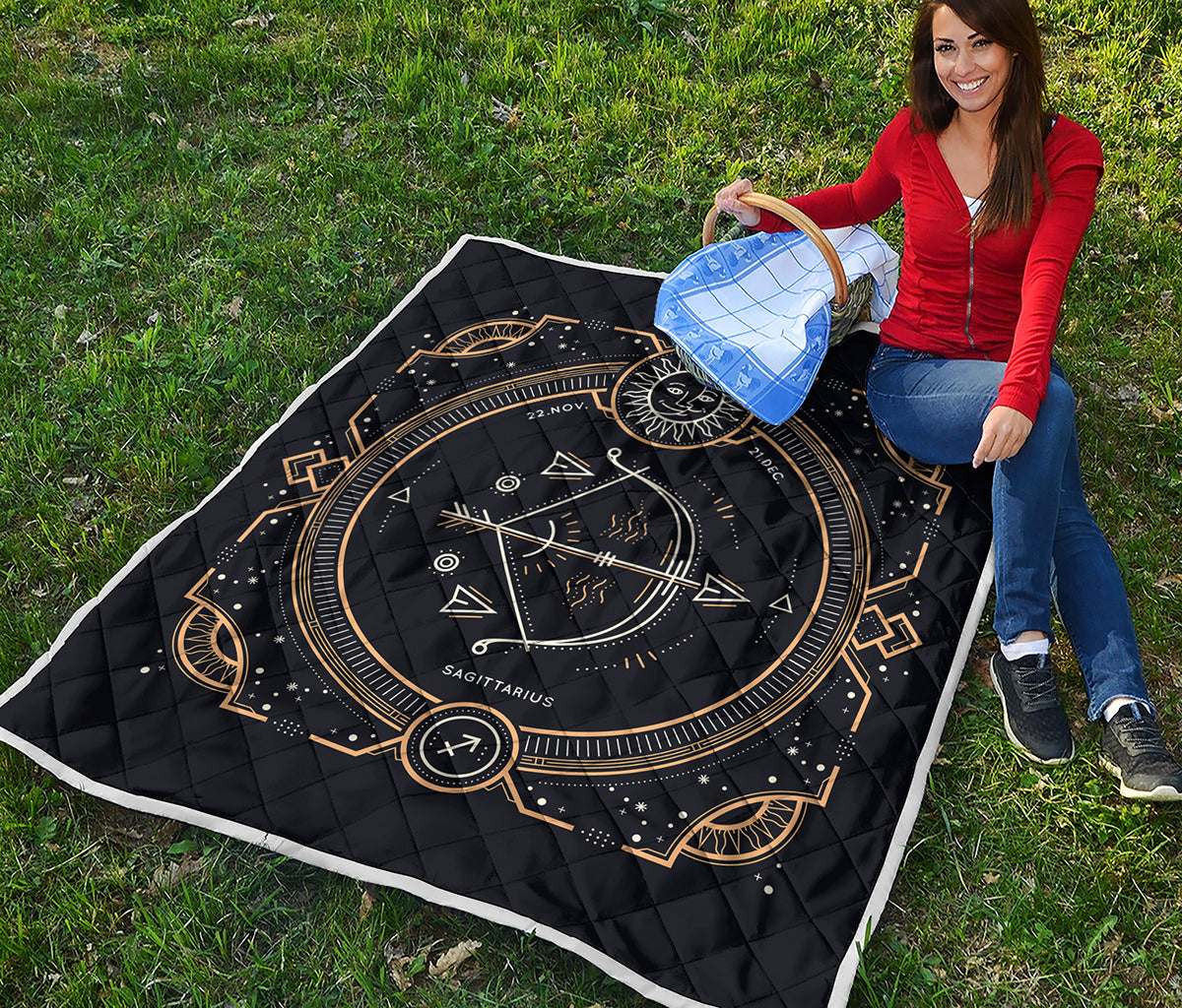 Vintage Sagittarius Zodiac Sign Print Quilt