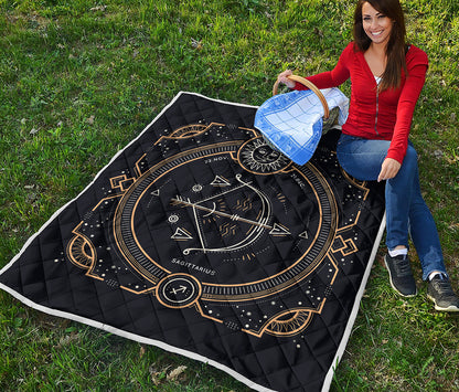 Vintage Sagittarius Zodiac Sign Print Quilt