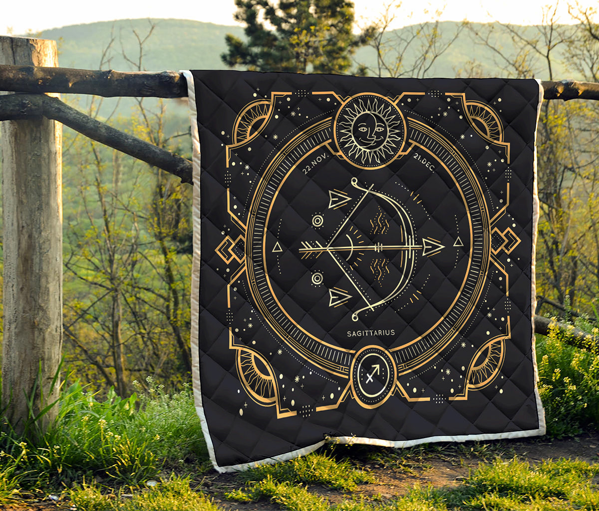 Vintage Sagittarius Zodiac Sign Print Quilt
