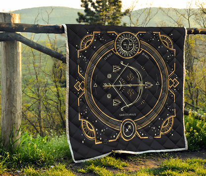 Vintage Sagittarius Zodiac Sign Print Quilt