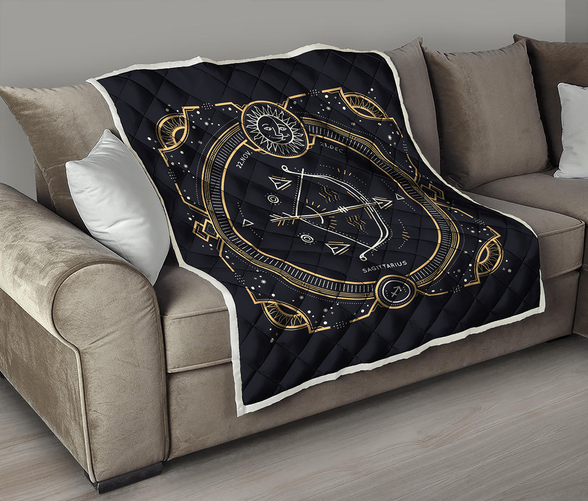Vintage Sagittarius Zodiac Sign Print Quilt