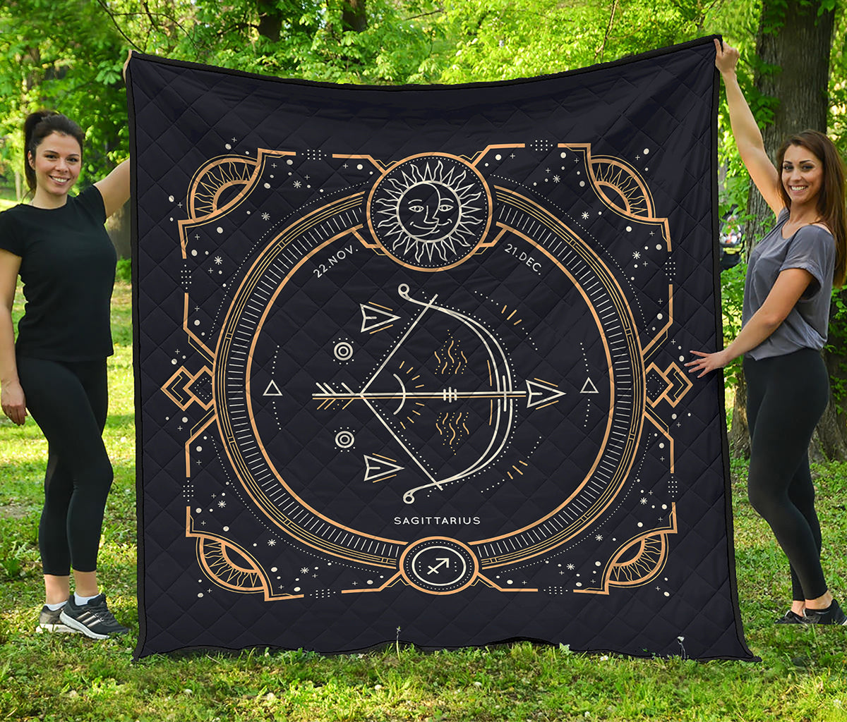 Vintage Sagittarius Zodiac Sign Print Quilt