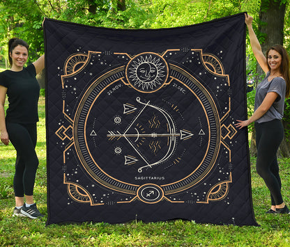 Vintage Sagittarius Zodiac Sign Print Quilt