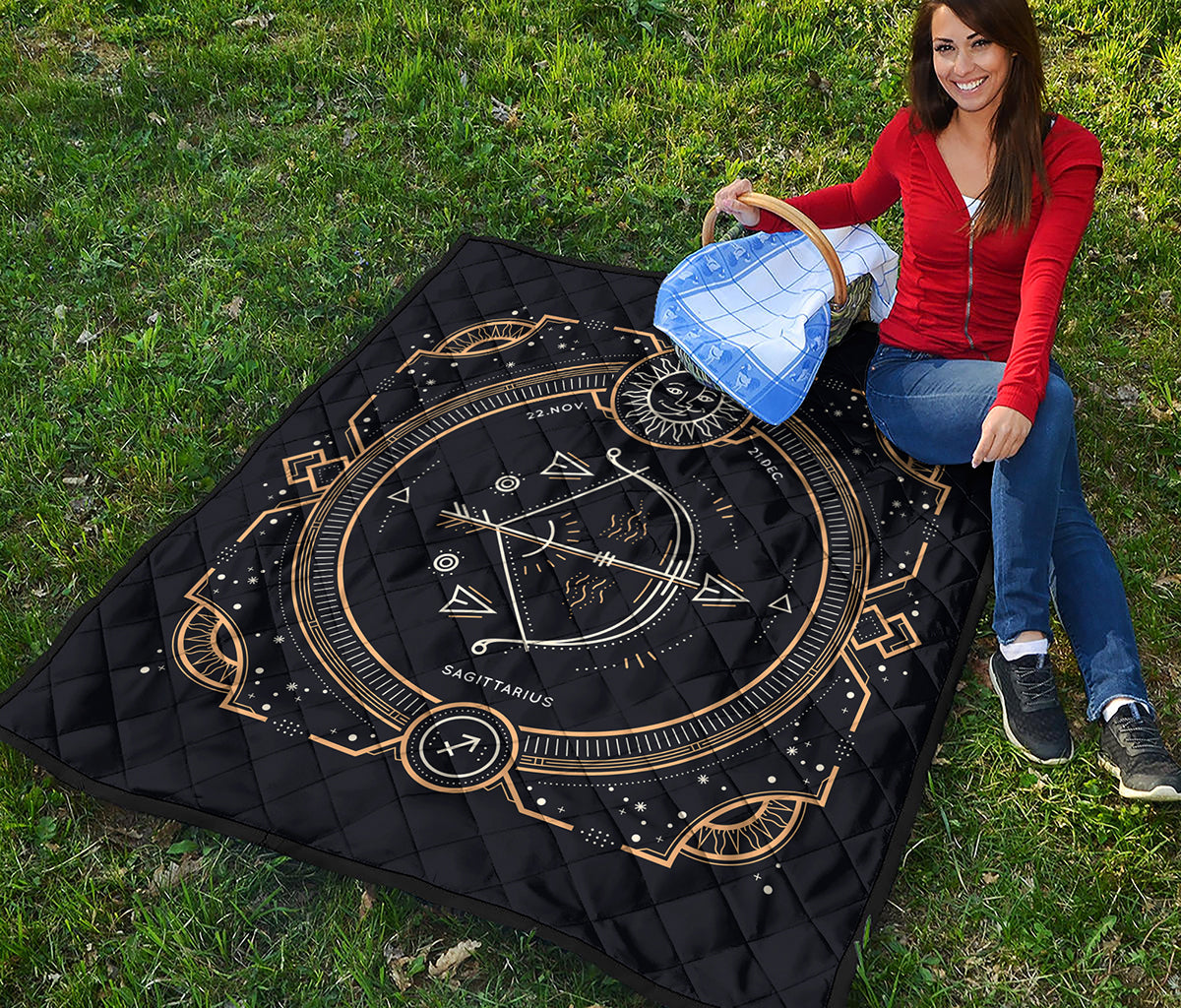 Vintage Sagittarius Zodiac Sign Print Quilt