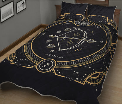 Vintage Sagittarius Zodiac Sign Print Quilt Bed Set