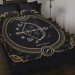 Vintage Sagittarius Zodiac Sign Print Quilt Bed Set
