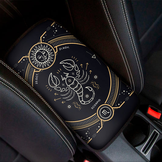 Vintage Scorpio Zodiac Sign Print Car Center Console Cover