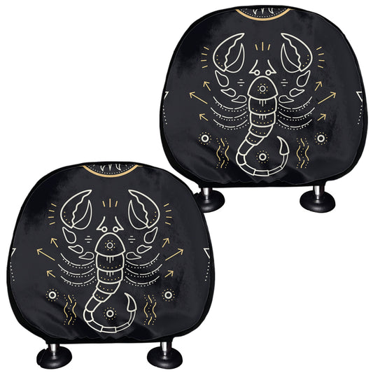 Vintage Scorpio Zodiac Sign Print Car Headrest Covers