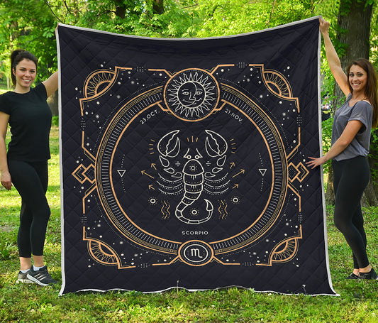 Vintage Scorpio Zodiac Sign Print Quilt