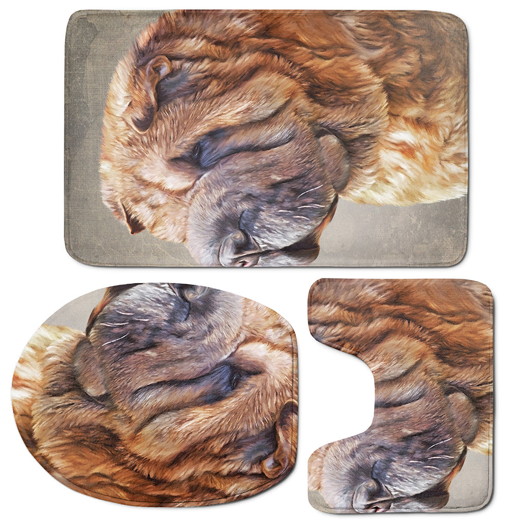 Vintage Shar Pei Print 3 Piece Bath Mat Set