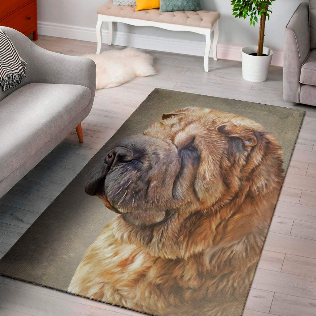 Vintage Shar Pei Print Area Rug