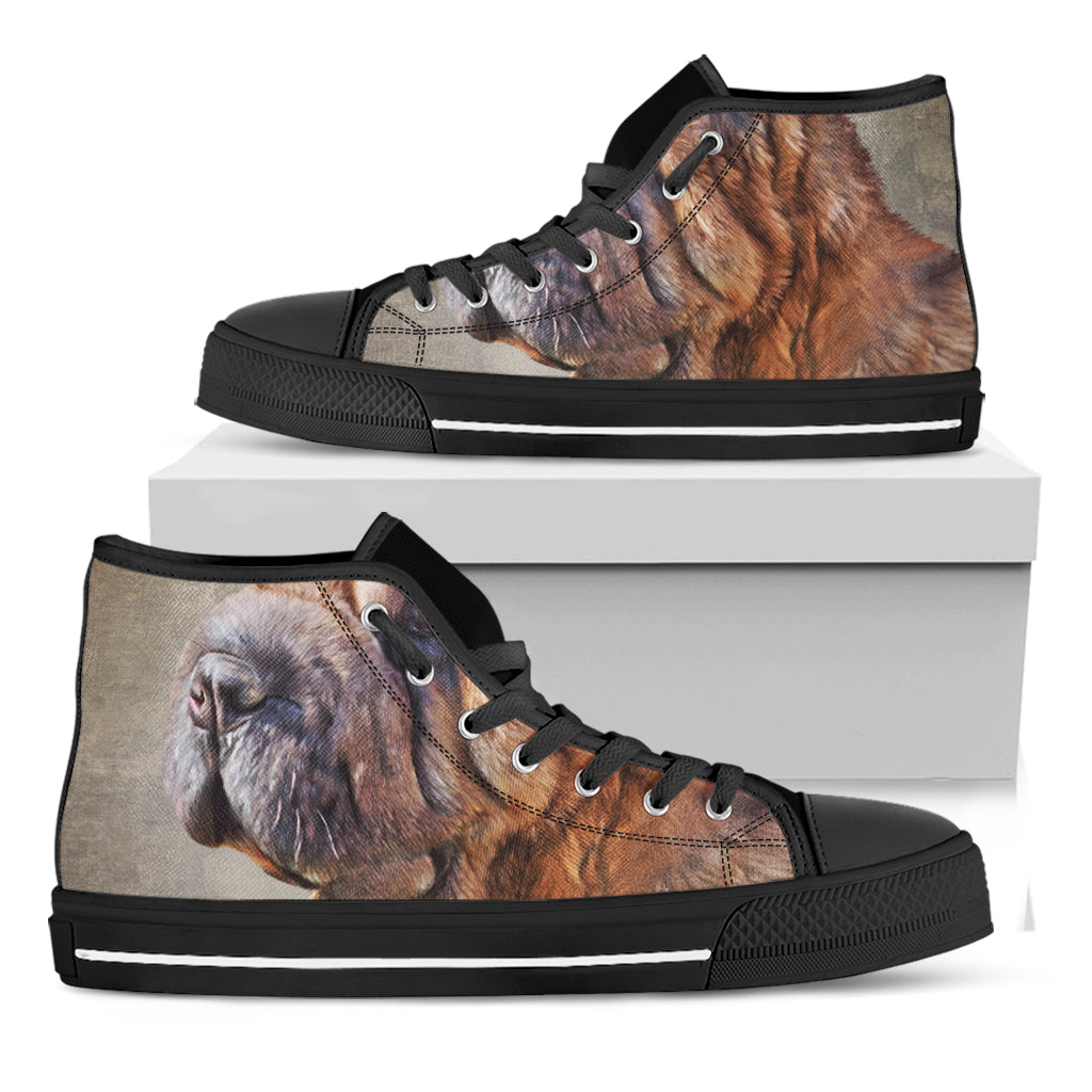 Vintage Shar Pei Print Black High Top Shoes