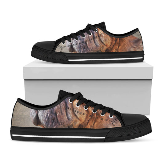 Vintage Shar Pei Print Black Low Top Shoes 