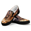 Vintage Shar Pei Print Black Slip On Sneakers