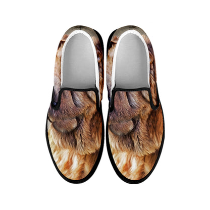 Vintage Shar Pei Print Black Slip On Shoes