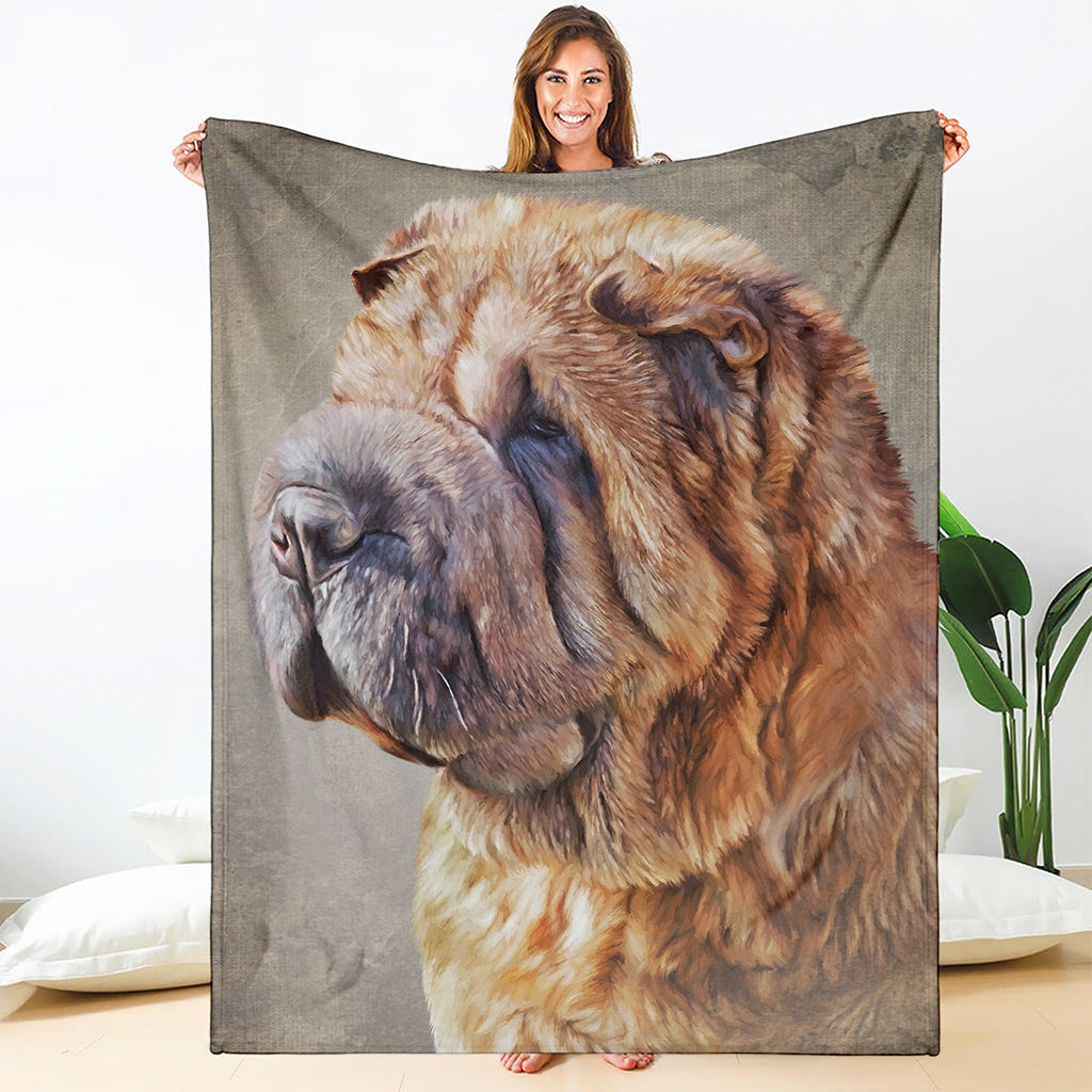 Vintage Shar Pei Print Blanket