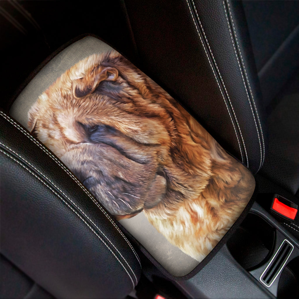 Vintage Shar Pei Print Car Center Console Cover