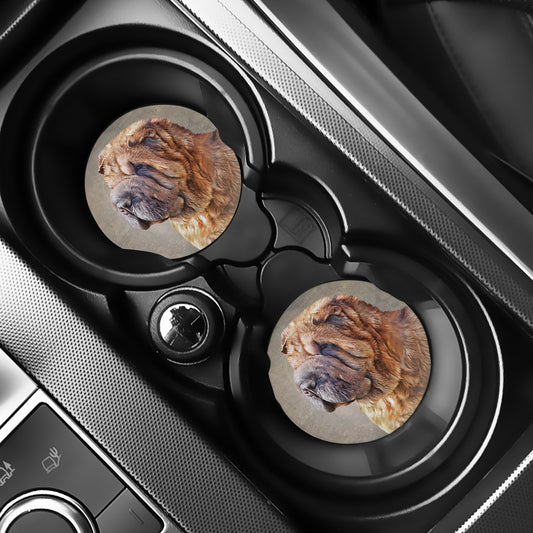 Vintage Shar Pei Print Car Coasters