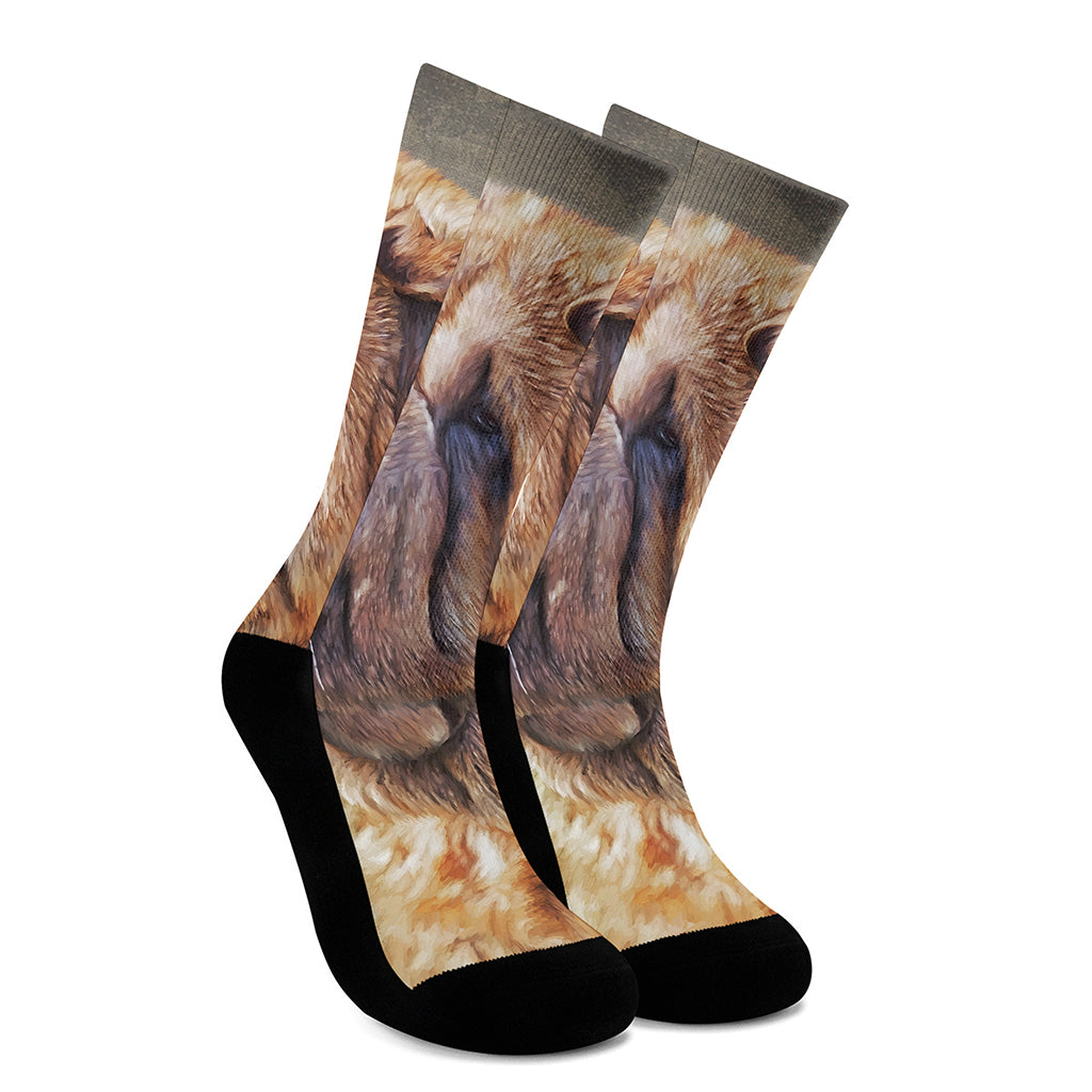 Vintage Shar Pei Print Crew Socks