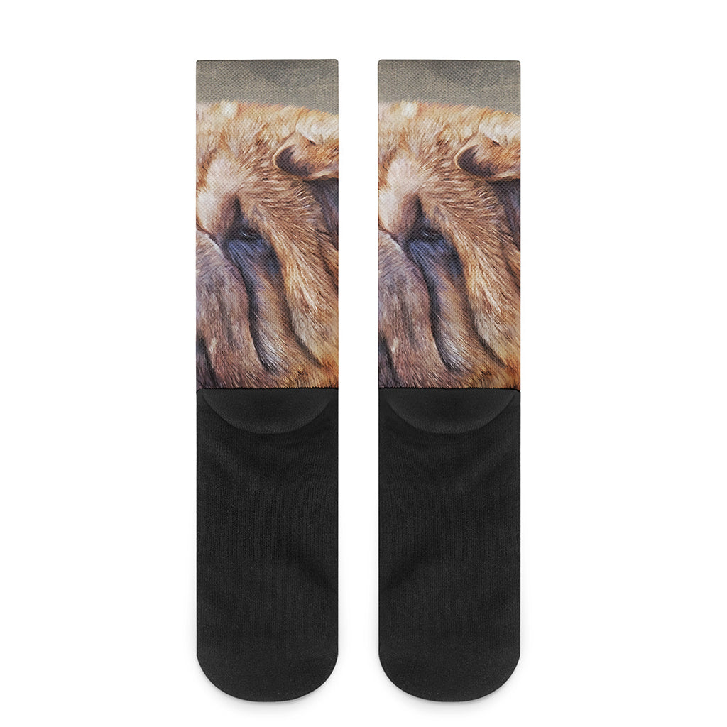 Vintage Shar Pei Print Crew Socks