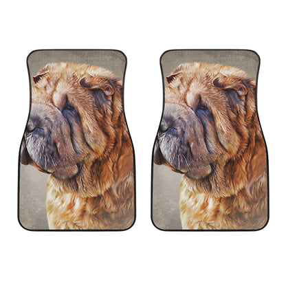 Vintage Shar Pei Print Front Car Floor Mats