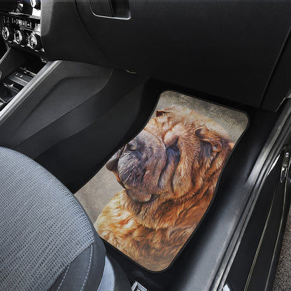 Vintage Shar Pei Print Front Car Floor Mats