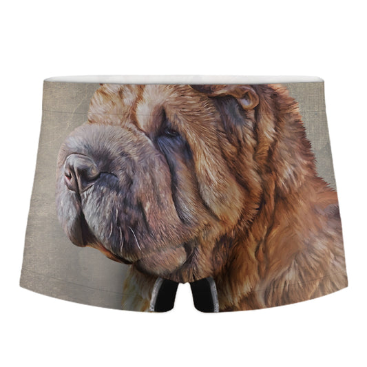 Vintage Shar Pei Print Men's Boxer Briefs