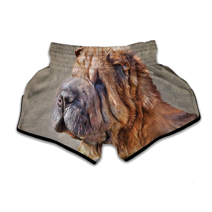 Vintage Shar Pei Print Muay Thai Boxing Shorts