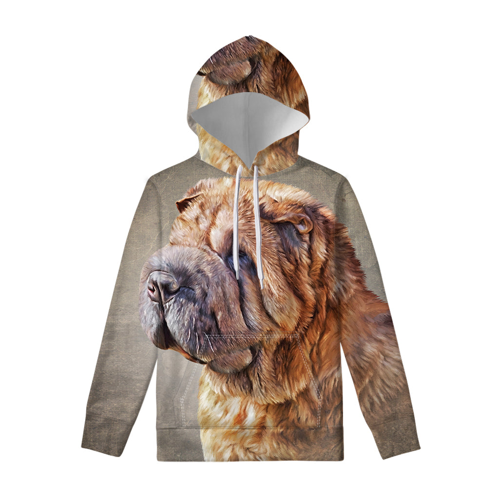 Vintage Shar Pei Print Pullover Hoodie