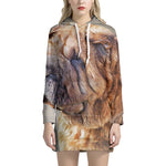 Vintage Shar Pei Print Pullover Hoodie Dress