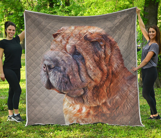 Vintage Shar Pei Print Quilt