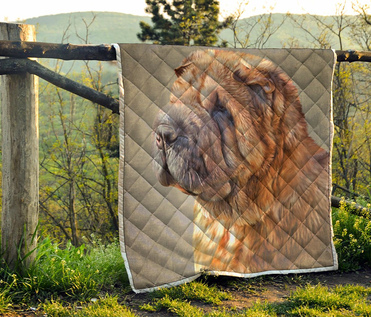 Vintage Shar Pei Print Quilt