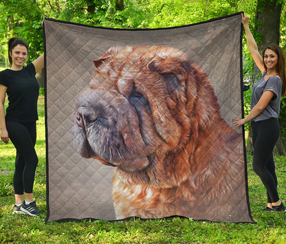 Vintage Shar Pei Print Quilt