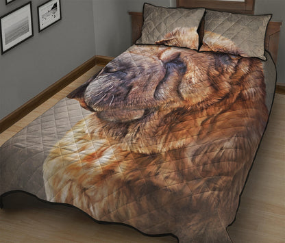 Vintage Shar Pei Print Quilt Bed Set