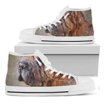 Vintage Shar Pei Print White High Top Shoes