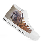 Vintage Shar Pei Print White High Top Shoes