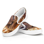 Vintage Shar Pei Print White Slip On Shoes