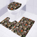 Vintage Skull Pattern Print 3 Piece Bath Mat Set