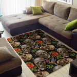 Vintage Skull Pattern Print Area Rug GearFrost