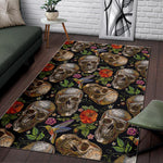 Vintage Skull Pattern Print Area Rug GearFrost
