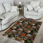 Vintage Skull Pattern Print Area Rug GearFrost